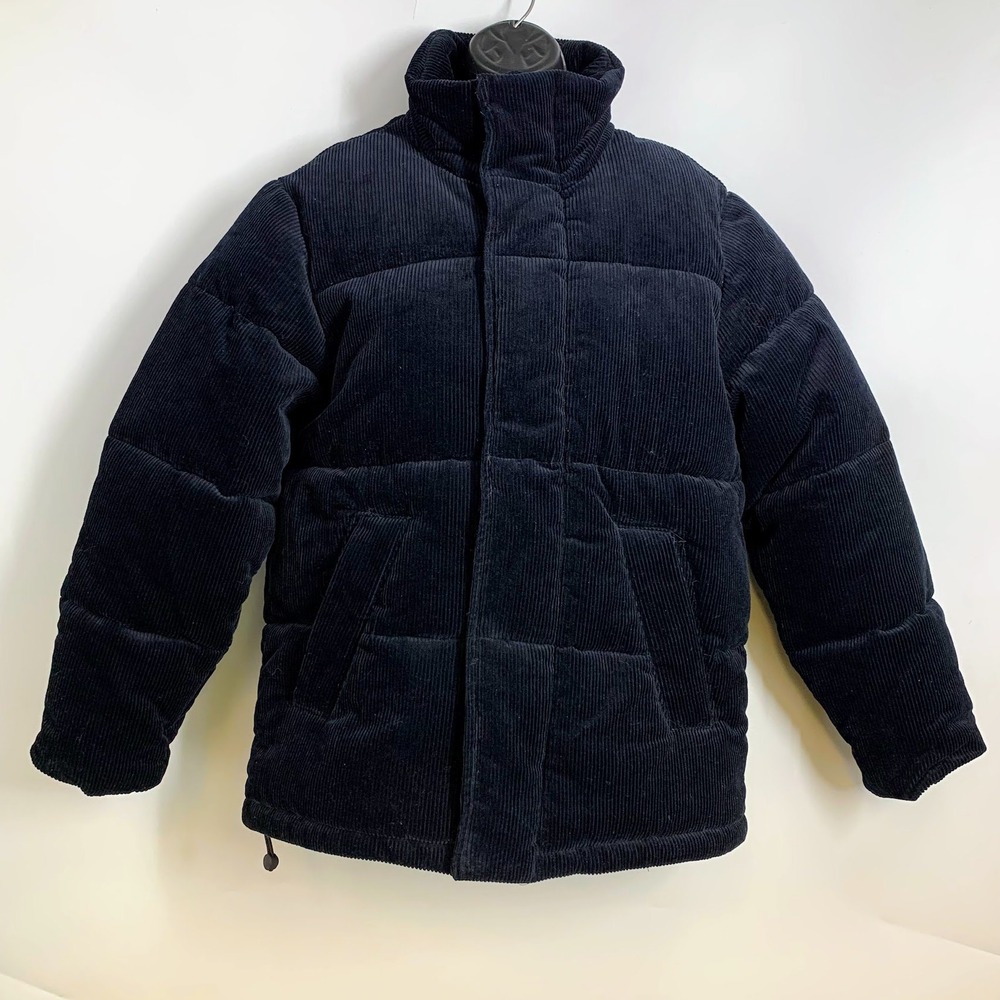 TOPMAN Black Corduroy Puffer Jacket XS Winter Warm Padded Coat